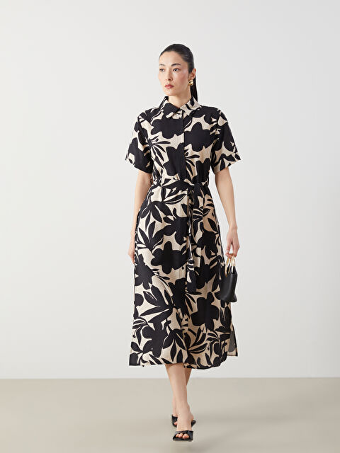 LCWAIKIKI Classic Desenli Kadın Gömlek Elbise - S5K726Z8-LQJ