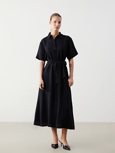 LCWAIKIKI Classic Kısa Kollu Kadın Gömlek Elbise - S5K727Z8-CVL