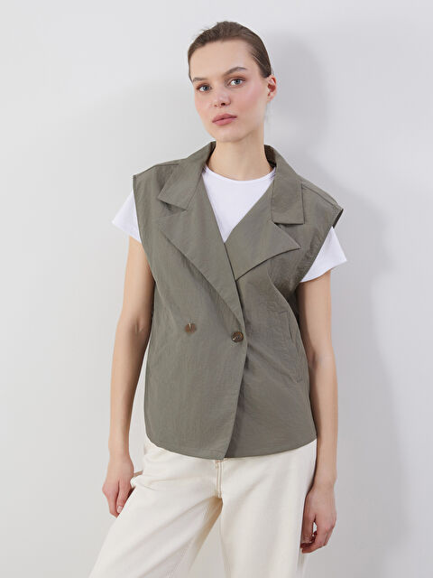 LCWAIKIKI Classic Ceket Yaka Oversize Kadın Yelek - S5KA29Z8-K75