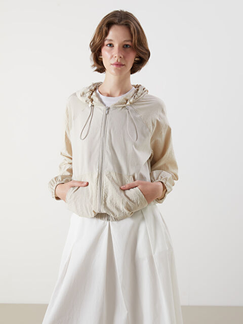 LCWAIKIKI Classic Kapüşonlu Oversize Keten Karışımlı Kadın Ceket - S5KA30Z8-HZV