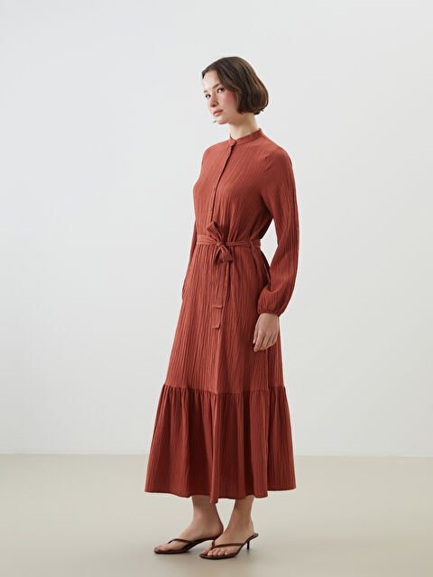 LCWAIKIKI Classic Hakim Yaka Dokulu Elbise - S5KA33Z8-E25