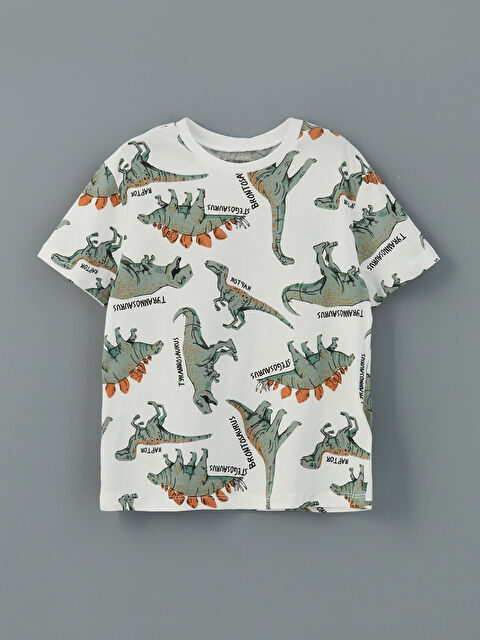 LCW Kids Bisiklet Yaka Dinozor Baskılı Erkek Çocuk Tişört - S5KA45Z1-LRA