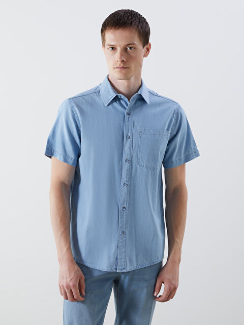 LCW Jeans Regular Fit Short Sleeve Men's Denim Shirt - S5KA58Z8-311