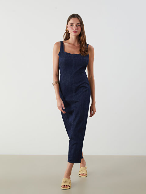 LCW Vision U Yaka Askılı Jean Elbise - S5KA63Z8-309