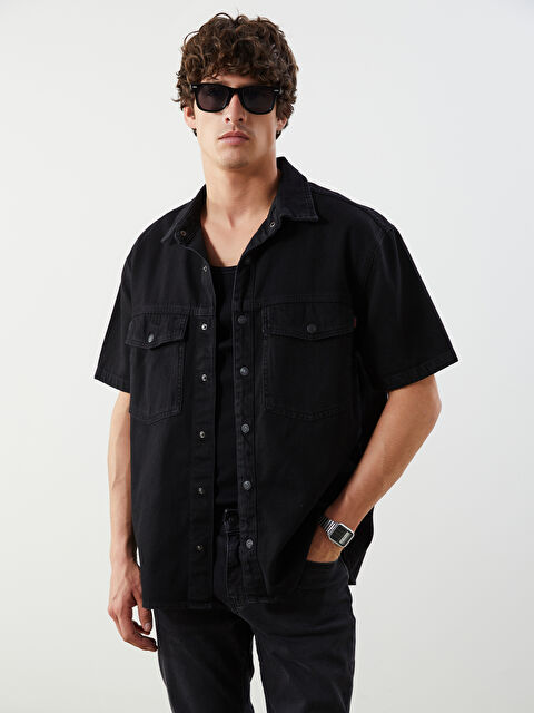 LCW Jeans Rahat Kalıp Kısa Kollu Erkek Jean Gömlek - S5KB47Z8-326