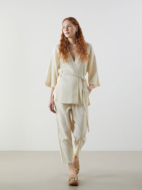 LCW Vision Beli Lastikli Dokulu Kadın Pantolon - S5KB82Z8-FTZ