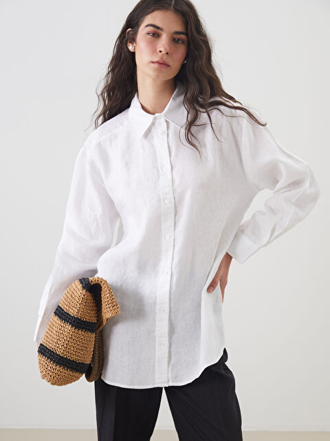 LCW Modest %100 Keten Kadın Gömlek Tunik - S5KB84Z8-FFB