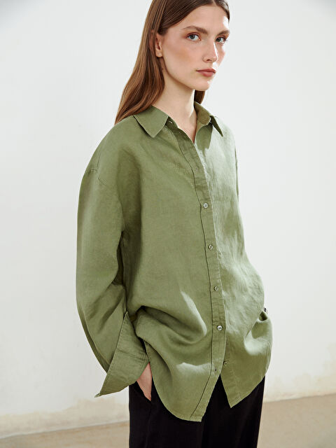 LCW Modest %100 Keten Kadın Gömlek Tunik - S5KB84Z8-GUY