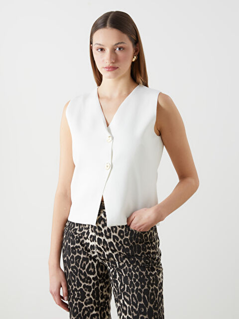 LCWAIKIKI Classic V Yaka Kadın Triko Yelek - S5KB87Z8-R9J