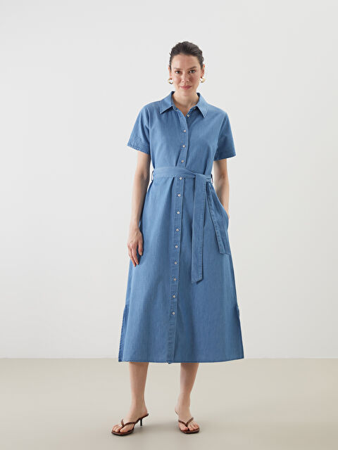 LCWAIKIKI Classic Gömlek Yaka Jean Elbise - S5KB92Z8-H45