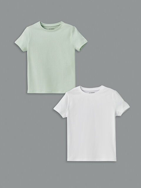 LCW Kids Bisiklet Yaka Kız Çocuk Tişört 2'li - S5KC88Z4-GA4