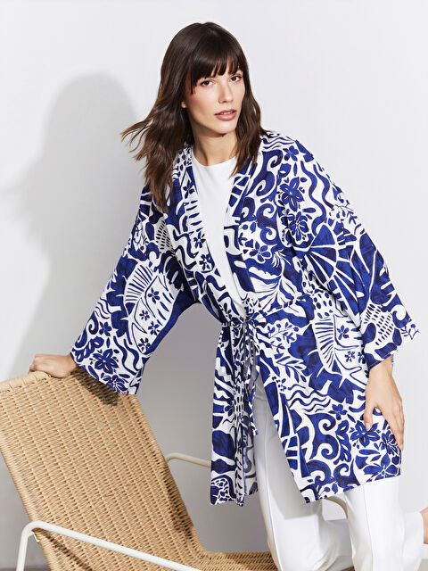 LCWAIKIKI Classic Şal Yaka Desenli Oversize Kadın Kimono - S5KD14Z8-LSJ