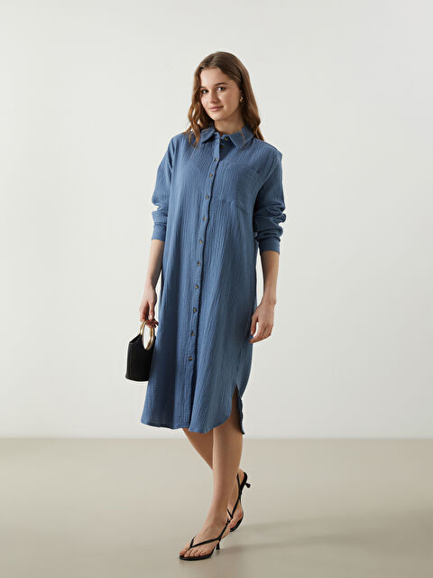 LCWAIKIKI Classic Dokulu Kadın Gömlek Elbise - S5KD15Z8-CV6