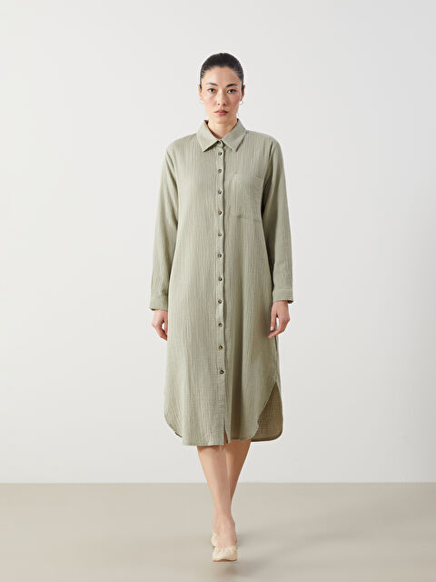 LCWAIKIKI Classic Dokulu Kadın Gömlek Elbise - S5KD15Z8-CX0