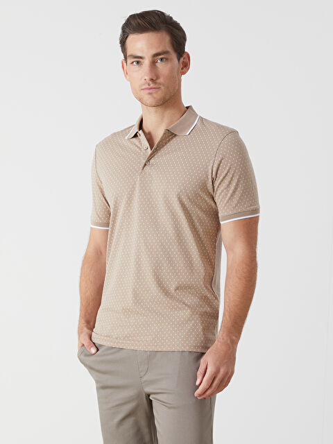 LCWAIKIKI Classic Polo Yaka Kısa Kollu Desenli Pike Erkek Tişört - S5KD24Z8-S2R