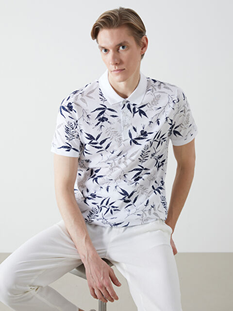 LCWAIKIKI Classic Polo Yaka Kısa Kollu Desenli Pike Erkek Tişört - S5KD25Z8-LU7