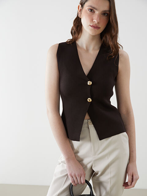 LCW Vision V Yaka Kadın Triko Yelek - S5KD49Z8-HSK