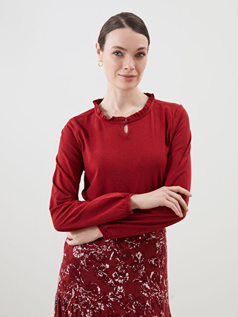 LCW Grace Dik Yaka Kadın Tişört - S5KD97Z8-HLG