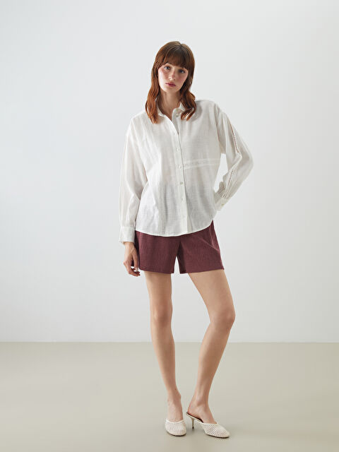 LCW Vision Әйелдерге арналған серпімді белдік өрнексіз шолақ шалбар - S5KE35Z8-HMS