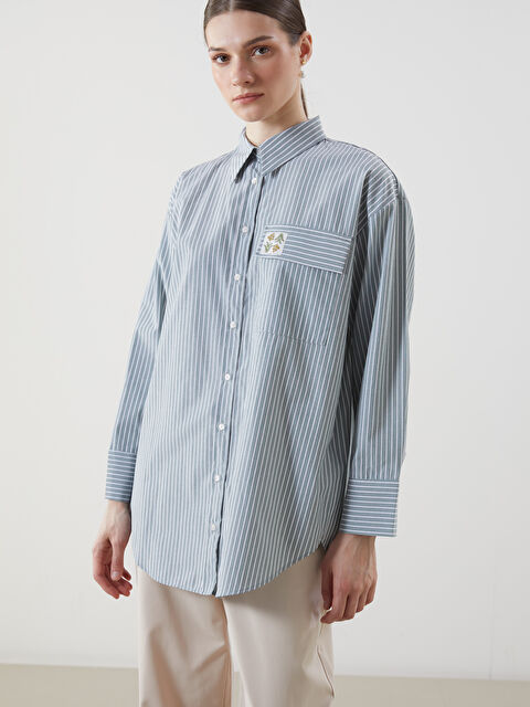 LCW Modest Çiçekli Oversize Kadın Gömlek Tunik - S5KE76Z8-LFT