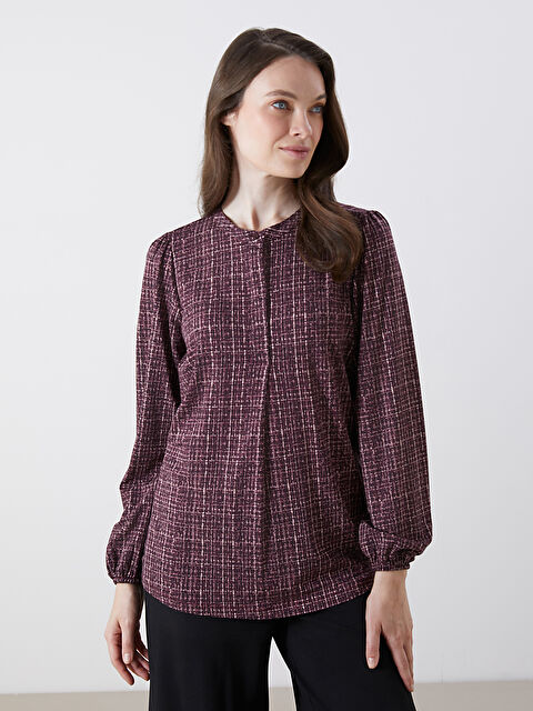 LCW Grace Hakim Yaka Desenli Kadın Bluz - S5KF32Z8-LQV