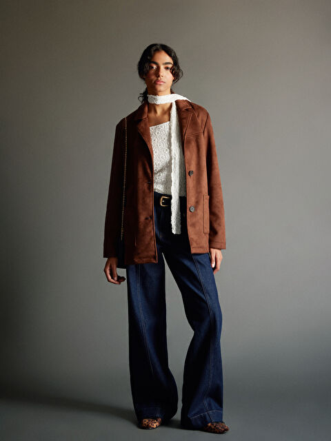 LCW Vision Gömlek Yaka Süet Kadın Ceket - S5KF48Z8-CXL