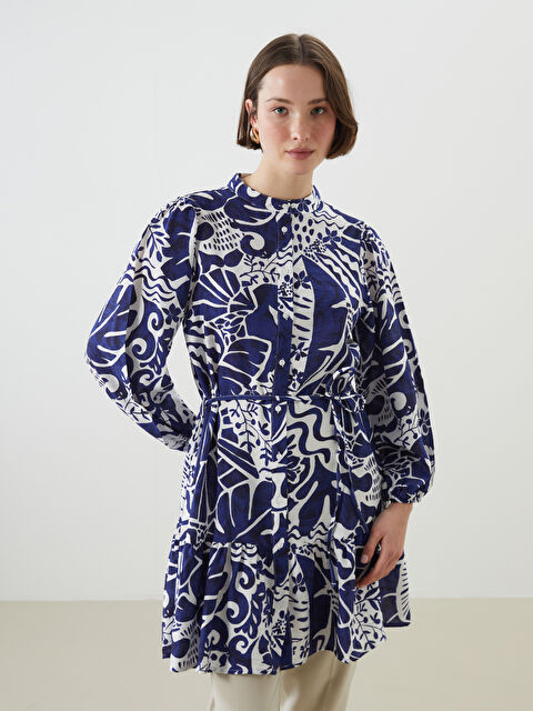 LCWAIKIKI Classic Hakim Yaka Desenli Kadın Gömlek Tunik - S5KF79Z8-LQQ