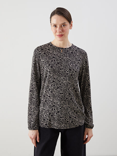 LCW Grace Bisiklet Yaka Desenli Kadın Bluz - S5KG60Z8-LQJ