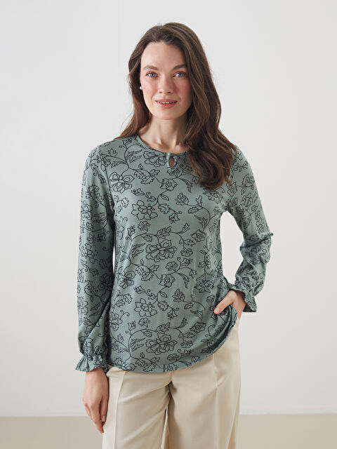 LCW Grace Bisiklet Yaka Desenli Kadın Bluz - S5KG68Z8-LRK