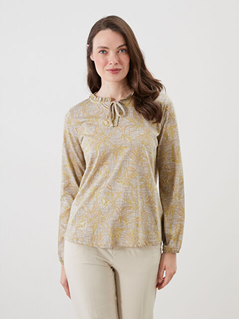 LCW Grace Bağlamalı Yaka Desenli Bluz - S5KG71Z8-LS5