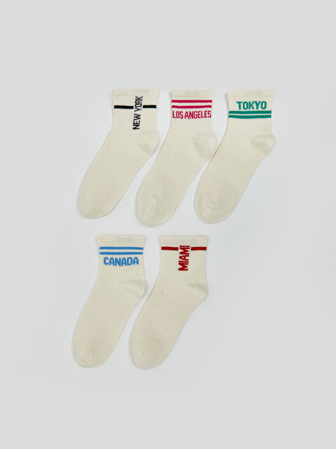 LCW DREAM Baskılı Kadın Soket Çorap 5'li - S5KH08Z8-FDU