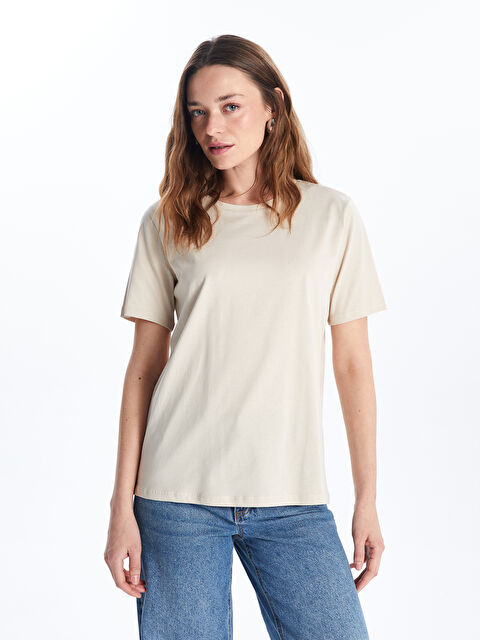 LCWAIKIKI Classic Bisiklet Yaka Kadın Tişört - S5KH47Z8-G1Y