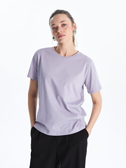 LCWAIKIKI Classic Bisiklet Yaka Kadın Tişört - S5KH47Z8-GWT