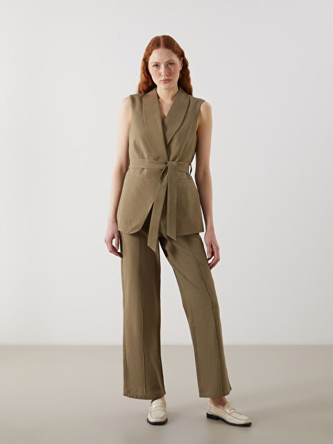 LCW Vision Keten Karışımlı Kadın Pileli Pantolon - S5KI05Z8-CZE