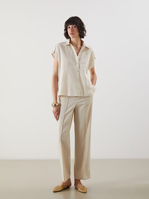 LCW Vision Keten Karışımlı Kadın Pileli Pantolon - S5KI05Z8-CR8