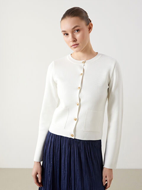 LCW Modest Bisiklet Yaka Kadın Triko Hırka - S5KI40Z8-QVK