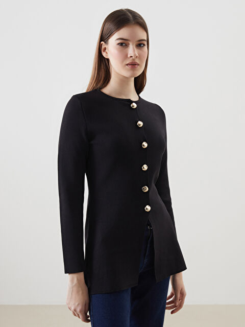 LCW Modest Bisiklet Yaka Kadın Triko Hırka - S5KI44Z8-CVL