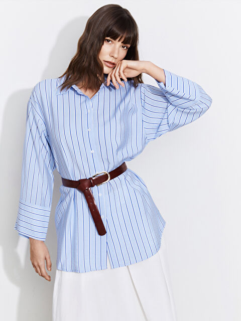 LCWAIKIKI Classic Çizgili Kadın Gömlek Tunik - S5KI57Z8-LEN