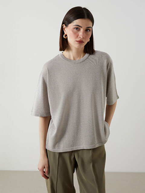 LCW Vision Bisiklet Yaka Parlak Görünümlü Kadın Triko Kazak - S5KI68Z8-EHW