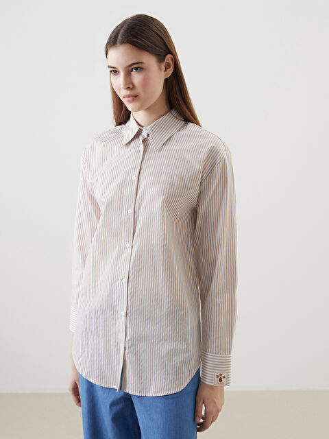 LCW Modest Çizgili Poplin Kadın Gömlek Tunik - S5KJ02Z8-ELZ
