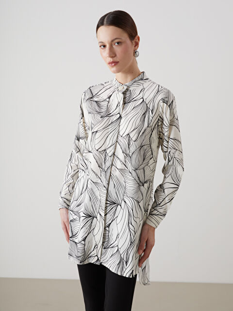 LCWAIKIKI Classic Grandad Collar Floral Women's Shirt Tunic - S5KJ15Z8-LRA