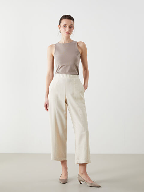 LCWAIKIKI Classic Beli Lastikli Kadın Pantolon - S5KJ52Z8-D1N