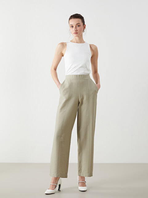 LCWAIKIKI Classic Beli Lastikli Kadın Pantolon - S5KJ52Z8-GMZ