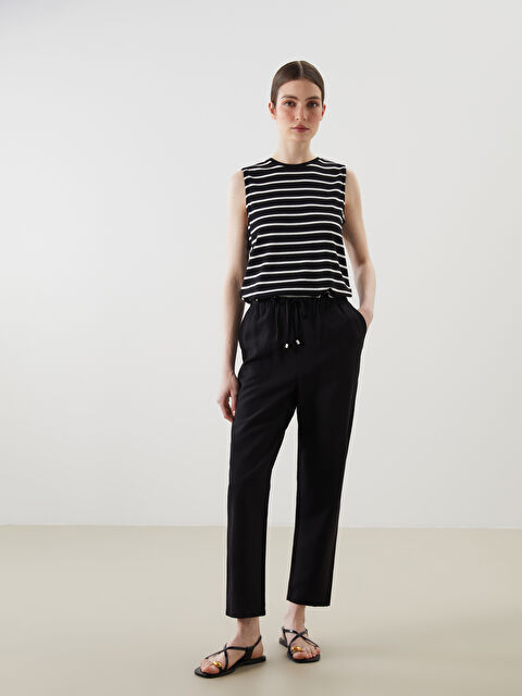 LCWAIKIKI Classic Beli Lastikli Havuç Kesim Kadın Pantolon - S5KJ53Z8-CVL