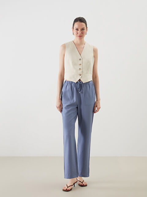 LCWAIKIKI Classic Beli Lastikli Havuç Kesim Kadın Pantolon - S5KJ53Z8-H8X