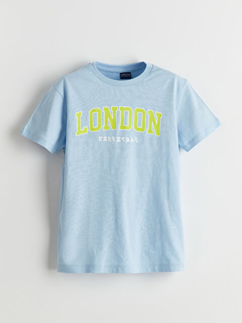 LC WAIKIKI Bisiklet Yaka London Baskılı Erkek Çocuk Tişört - S5KK79Z4-QYD