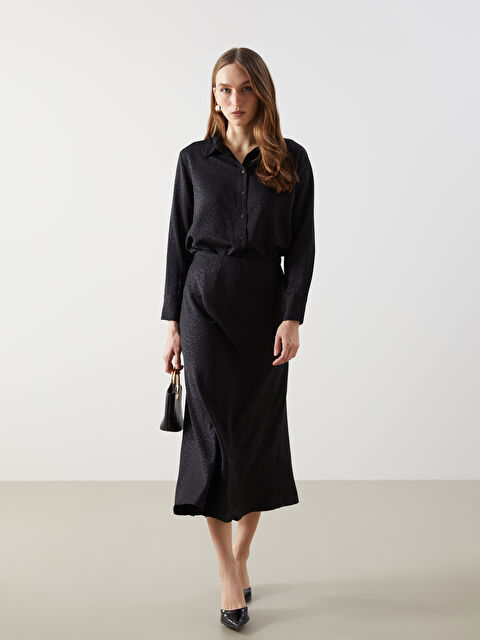 LCWAIKIKI Classic Beli Lastikli Desenli Saten Kadın Etek - S5KL14Z8-CVL