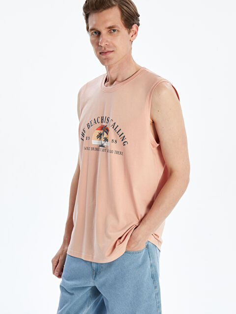 LCWAIKIKI Classic Bisiklet Yaka Baskılı Erkek Kolsuz Tişört - S5KL98Z8-Y0J