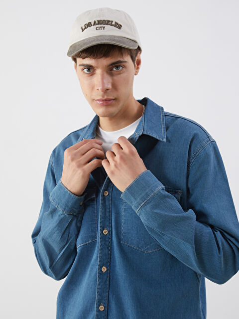 LCW Jeans Regular Fit Uzun Kollu Erkek Jean Gömlek - S5KM20Z8-333