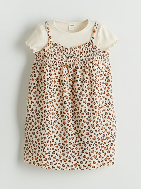 LCW Kids Crew Neck Girls' Crinkle Blouse and Dress 2 Pack - S5KM22Z1-LQB